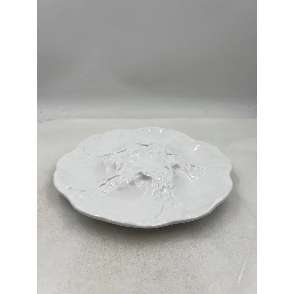 Neto & Gomes Oyster Plate White Ceramic Starfish Center 6-Well Server Portugal - Picture 3 of 11